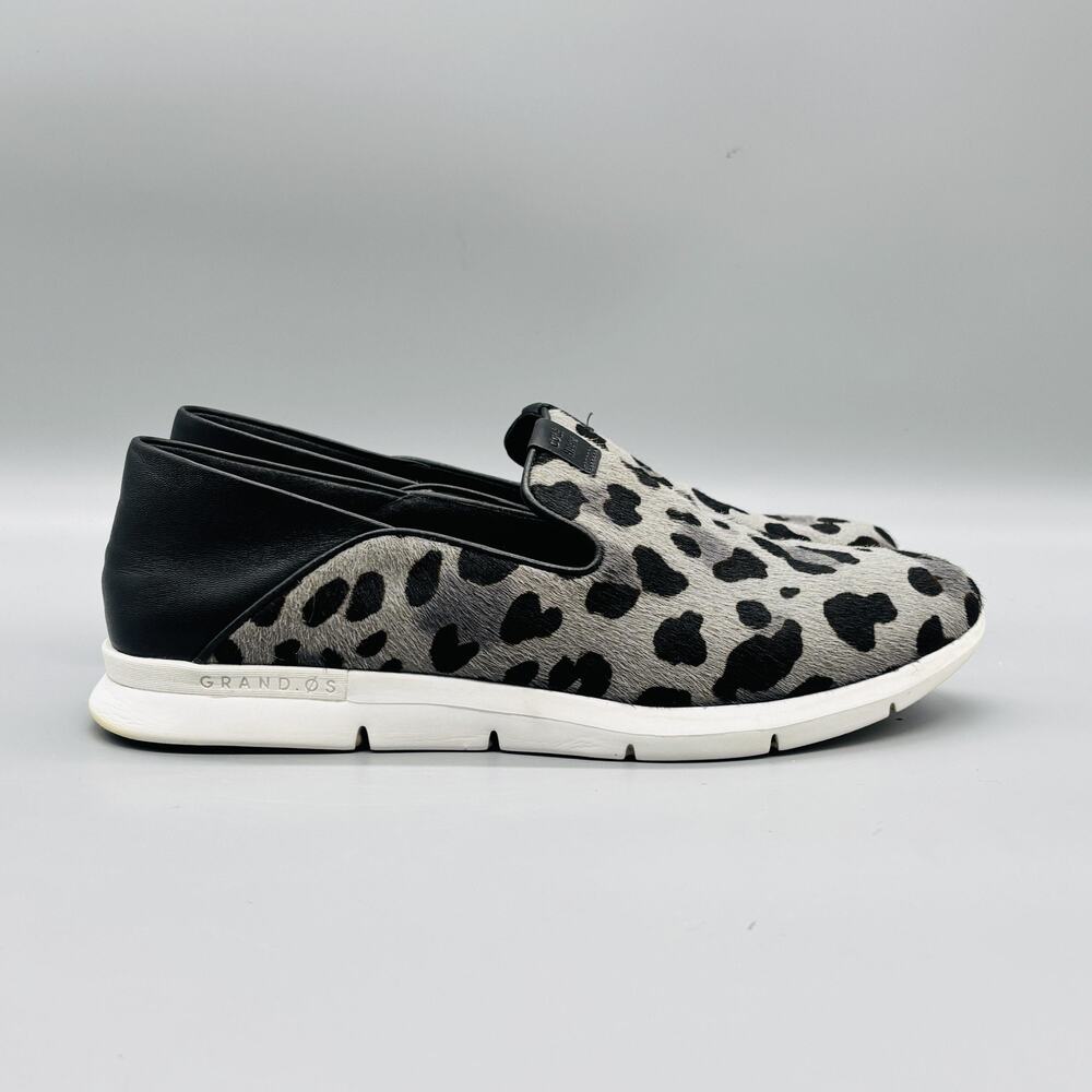 Cole Haan Shoes Womens 8 Gray Leather Calf Hair Animal Print Grand OS Sneakers